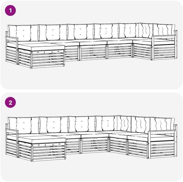 vidaXL Outdoor-Sofagarnitur mit Kissen 7 pcs Weiß und Creme 3390830 Bild 7