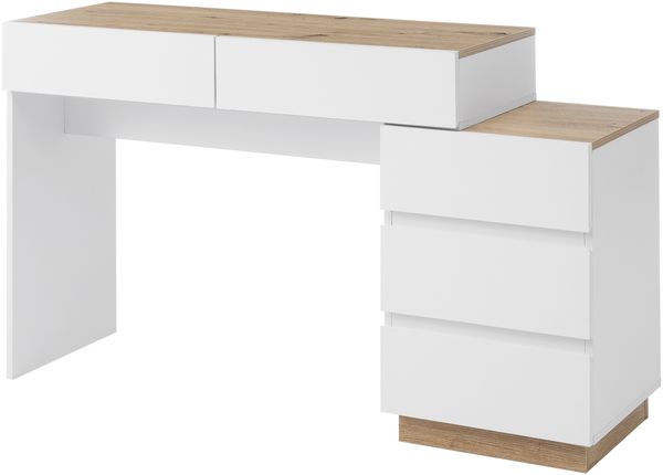 Merax Schminktisch(Ohne Spiegel), Schreibtisch mit 5 Schubladen, Frisiertisch, Funktion von Aufbewahrung, für Schlafzimmer, weiß+oak Bild 10