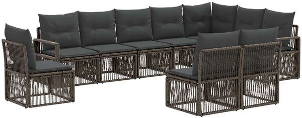 vidaXL Gartensofa-set 10 pcs Grau Poly-Rattan 3435740