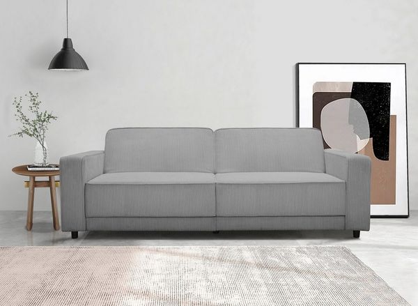 Dorel Home 3-Sitzer Allie Schlafsofa 225 cm, Bett-Funktion (108/190cm), trendiger Cord o. pflegeleichter Velours