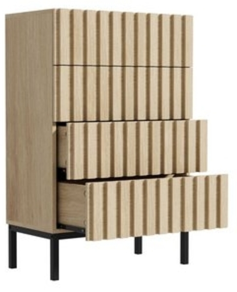UEV Kommode mit 4 Schublanden, Sideboard, Schubladenschrank, Schmal kommode (Aufbewahrungskommode, Mehrzweckschrank aus Holz), 60 x 34,5 x 92cm, Schrank für Wohnzimmer,Schlafzimmer,Flur(Natur) Bild 6