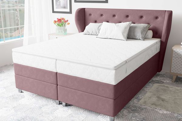99rooms Hermes Boxspringbett 180x200 cm Velours SORO Pastellrosa Bonell-Federung