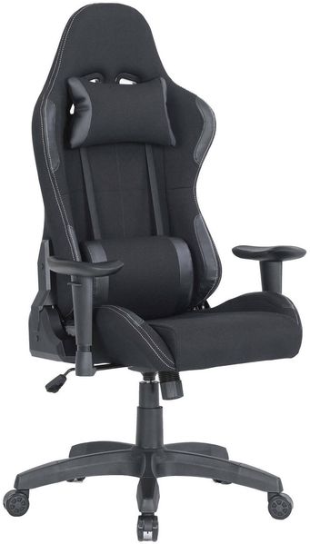 Dmora Stuhl mit Rädern Mindy, Gaming-Sessel für Erwachsene, Schreibtischstuhl, 57x72h124/134 cm, Schwarz