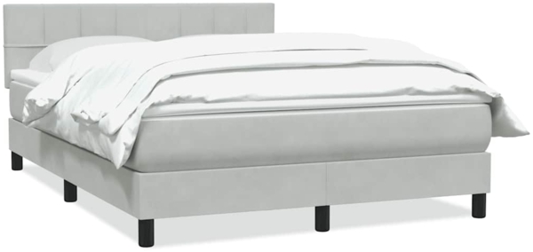 vidaXL Boxspringbett mit Matratze Hellgrau 140x210 cm Samt 3316209