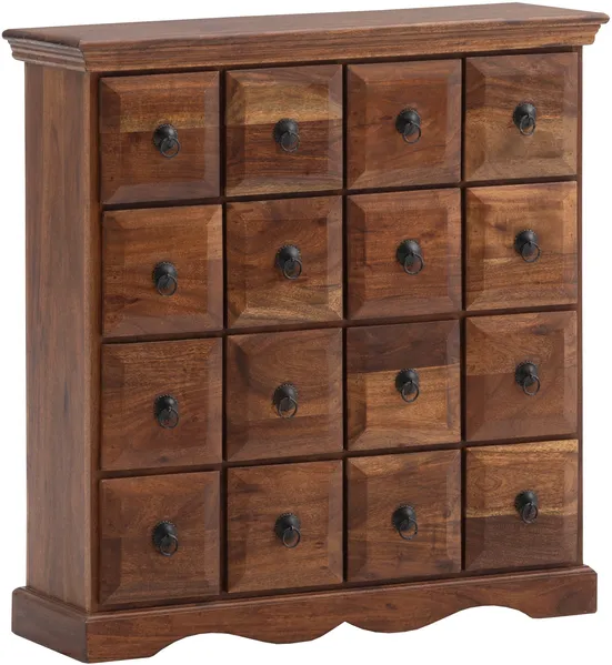 Kommode Merlow Akazie Massivholz 16 Schubladen braun 78x82x25 cm massivum Schubladenkommode breite Kommode Ladhausstil Apothekerschrank Design rustikal