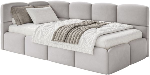 Selsey 'Cloudy' Jugendbett 90x200, Kopfteil links, Hellgrau