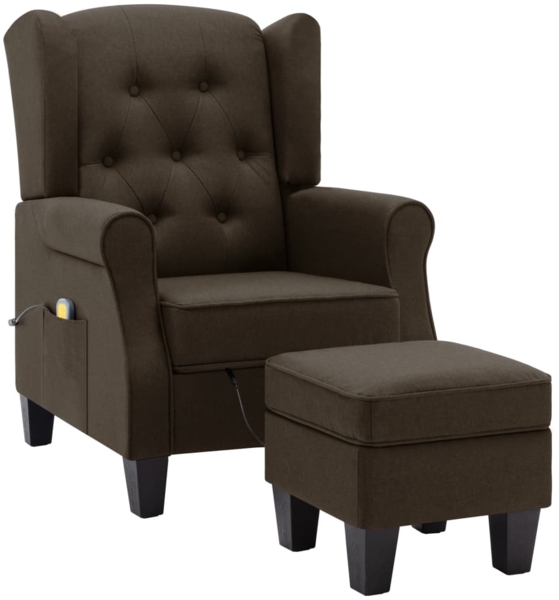 vidaXL Massagesessel mit Hocker Braun Stoff 320165
