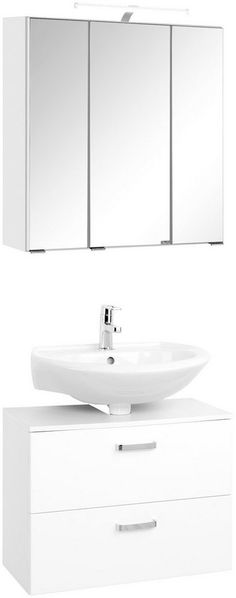 welltime Badmöbel-Set Dorina, (2-St), Breite 60 cm, Spiegelschrank mit LED-Aufbauleuchte, mit Schalter