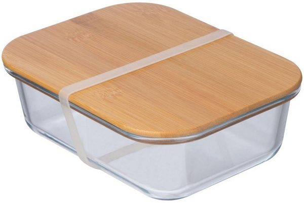 Macma Lunchbox Brotdose / Brotzeitbox aus Borosilikatglas mit Bambusdeckel