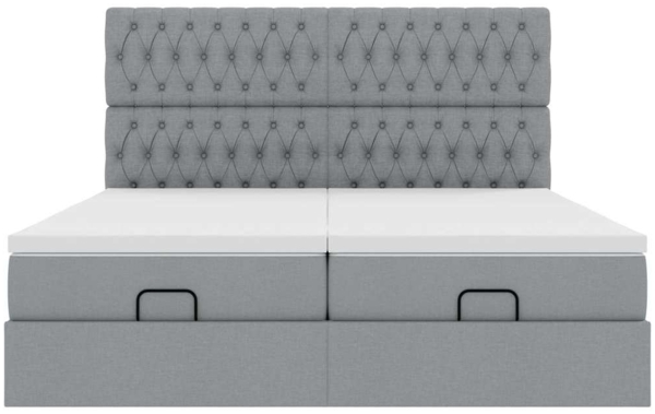 vidaXL Ottoman-Bett mit Matratzen & LEDs Hellgrau 180x200 cm Stoff 3314562 Bild 7