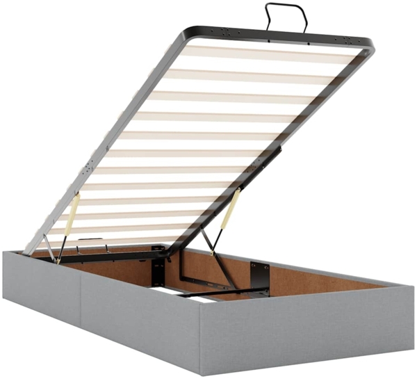 vidaXL Ottoman-Bett mit Matratzen & LEDs Hellgrau 180x200 cm Stoff 3314562 Bild 10