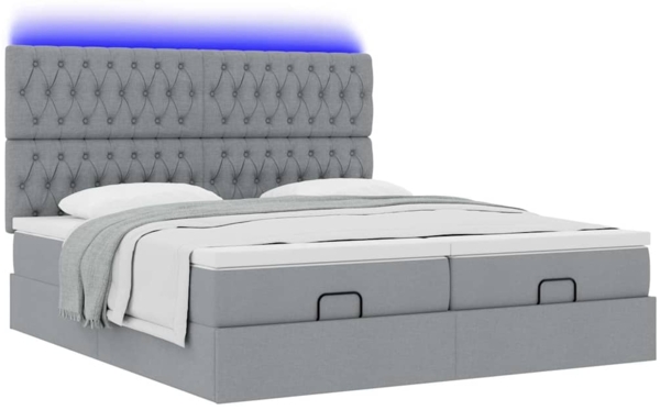 vidaXL Ottoman-Bett mit Matratzen & LEDs Hellgrau 180x200 cm Stoff 3314562 Bild 5