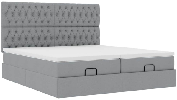 vidaXL Ottoman-Bett mit Matratzen & LEDs Hellgrau 180x200 cm Stoff 3314562 Bild 6