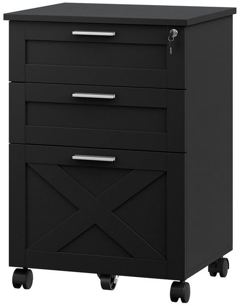 GarveeMore Aktenschrank Rollcontainer mit 3 Schubladen Unterschrank Büroaufbwahrung