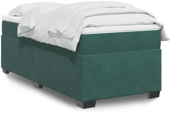 vidaXL Boxspringbett mit Matratze Dunkelgrün 90x190 cm Samt 3285254