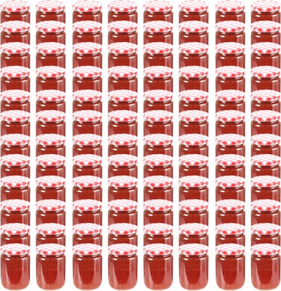vidaXL Marmeladengläser mit Weißem/Rotem Deckel 96 Stk. 230 ml 50799
