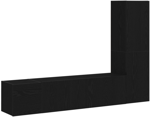 vidaXL TV-Schrankset 4 pcs Schwarz Eichen-Optik 130,5 x 30 x 140 cm 3333052