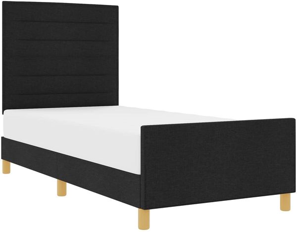 Einzelbettgestell Design für Erwachsene mit Kopfteil Schwarz 90 x 190 cm Stoff d3267e