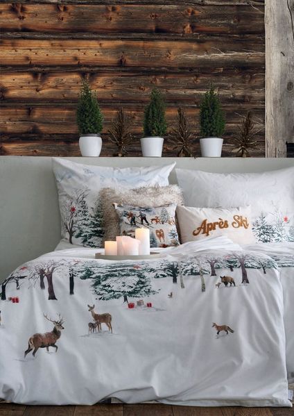 APELT Bettwäsche Anton Flanell, Feinflanell, 2 teilig, Winterlandschaft