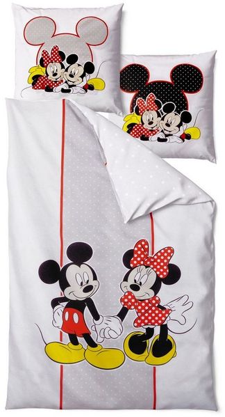 JACK Wendebettwäsche Mickey & Minnie Mouse Disney 135x200 cm, Renforcé, 2 teilig, mit schickem Punktedesign