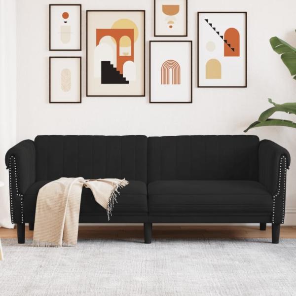 vidaXL Sofa 3-Sitzer Schwarz Samt