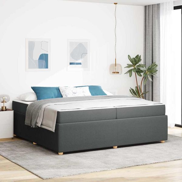 vidaXL Bettrahmen mit Matratze Dunkelgrau 200 x 200 cm Stoff 3398432