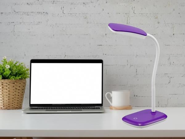 LED Schreibtischleuchte BOA in Lila mit Flex Gelenk & 4-fach Dimmer, 36cm Bild 3