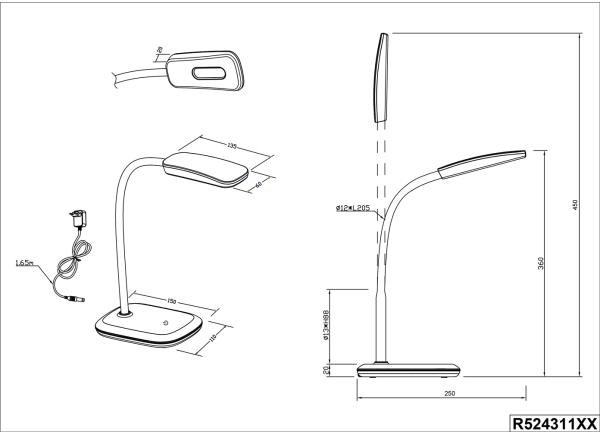 LED Schreibtischleuchte BOA in Lila mit Flex Gelenk & 4-fach Dimmer, 36cm Bild 5