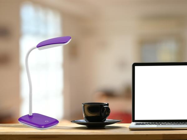 LED Schreibtischleuchte BOA in Lila mit Flex Gelenk & 4-fach Dimmer, 36cm Bild 4