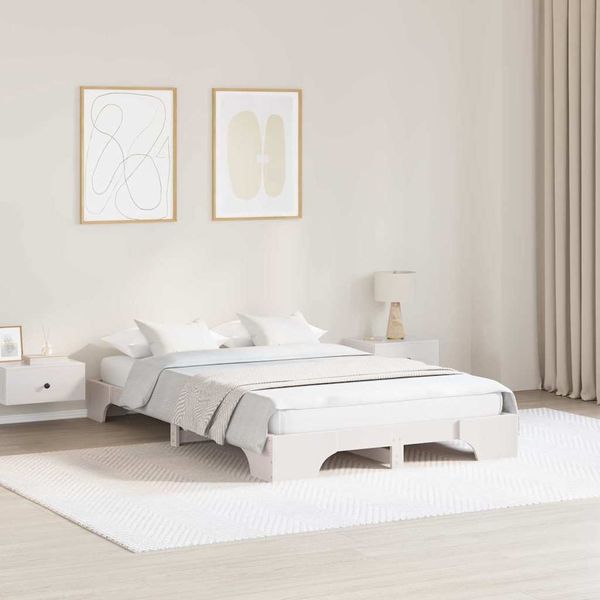 vidaXL Bettrahmen Weiß 140 x 190 cm Massives Kiefernholz 872867
