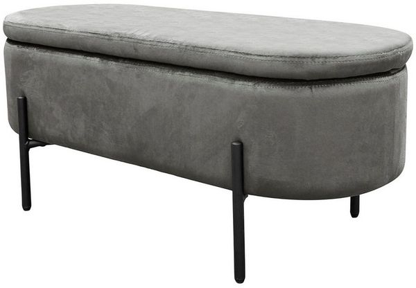 byLIVING Bank NOVA/Samt grau/Metall schwarz pulverbeschichtet/Polsterbank mit Stauraum/B 95, H 42, T 37,5 cm