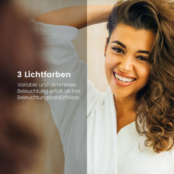 EMKE Badspiegel Mit Beleuchtung Elliptisch Wandspiegel Touch Beschlagfrei 3 Lichtfarbe Dimmbar Oval Badezimmerspiegel 50×70cm Bild 4