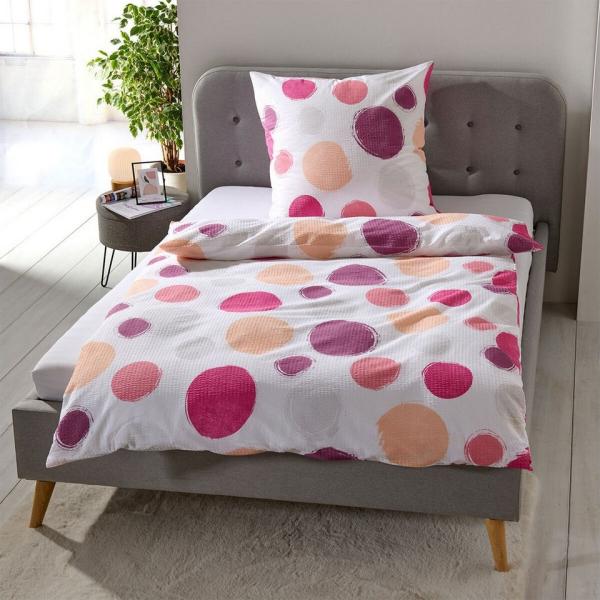 TRAUMSCHLAF Bettwäsche Kreise, Seersucker, 3 teilig, ideale Sommerbettwäsche in herrlicher Seersucker Qualität Bild 1