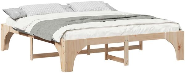 vidaXL Bettrahmen Braun 200 x 200 cm Massives Kiefernholz 872974 Bild 2