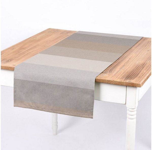 SCHÖNER LEBEN. Tischläufer SCHÖNER LEBEN. Tischläufer Streifen 9,5cm creme beige braun grau, handmade