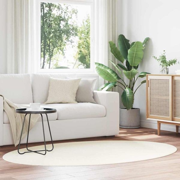 vidaXL Bereichsteppiche Oval HUARTE Creme 140 x 200 cm 100 %Polyester 4103624
