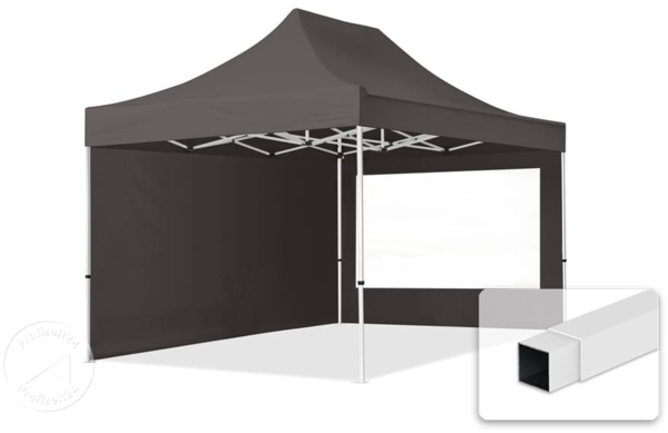 3x4,5 m Faltpavillon, ECONOMY Stahl 30mm, Seitenteile mit Panoramafenstern, dunkelgrau