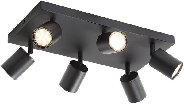 ZMH LED Deckenleuchte Schwarz Deckenstrahler: GU10 Deckenlampe Spots 6 Flammig 330°Schwenkbar Deckenspots Industrial Wandstrahler Modern Flurlampe für Wohnzimmer Schlafzimmer Küche Ohne Leuchtmittel