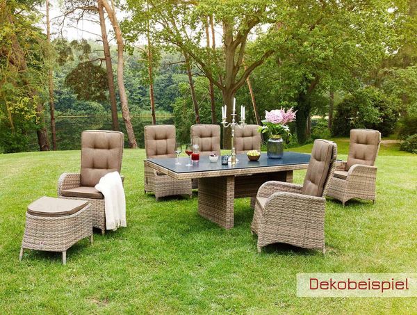 LC Garden Garten-Essgruppe Turin Dining Set II Sitzgruppe Gartenset natur, (Gartenset, 9-tlg, 1x Tisch+ 8x Stuhl), mit bequmer Polsterung