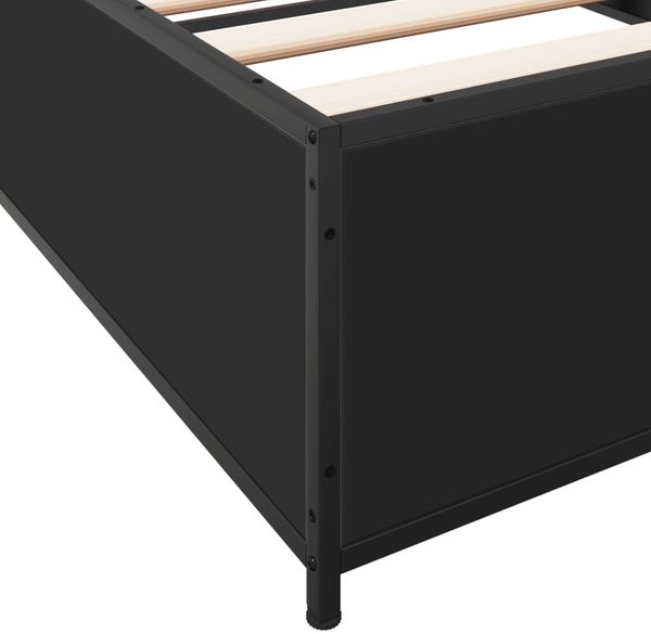 vidaXL Bettgestell Schwarz 100x200 cm Holzwerkstoff und Metall 845106 Bild 7
