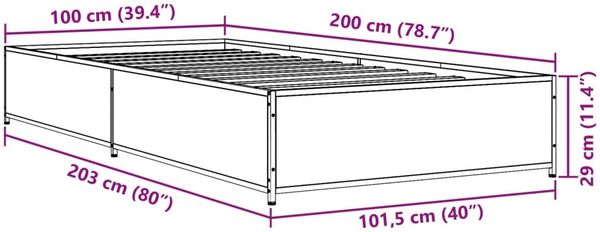 vidaXL Bettgestell Schwarz 100x200 cm Holzwerkstoff und Metall 845106 Bild 9