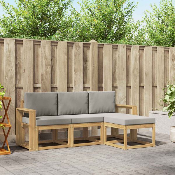 vidaXL Outdoor-Sofagarnitur 4 pcs Weiß und Hellgrau 3387460