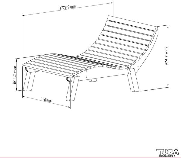 Gartenliege Relaxliege "Liege-Franzi" (Zirbe) Breite 120cm Einstiegshöhe 50cm mit Füßen Bild 7