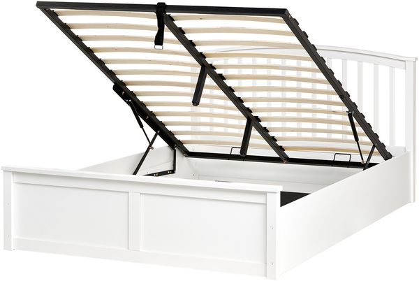 Bett mit Stauraum Kiefernholz CLARBEC 140 x 200 cm Weiß