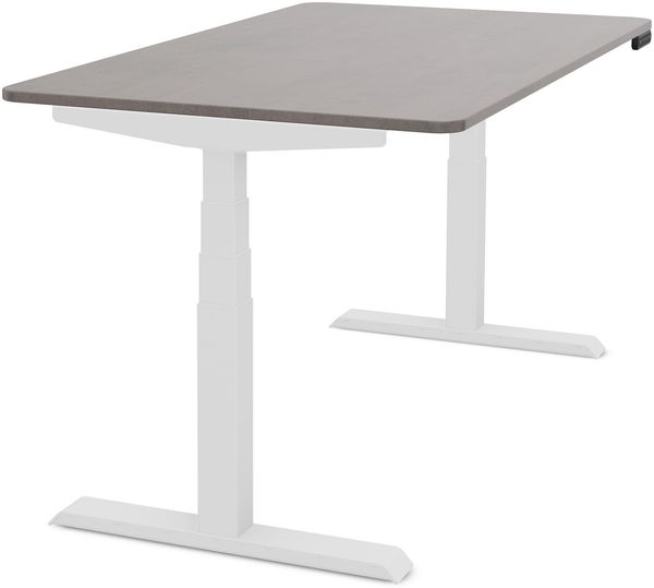 ASSMANN Elektrisch Höhenverstellbarer Familien Schreibtisch Pitino Curved 120x80cm Sichtbeton Anthrazit Signalweiß Metall Holz Bild 10
