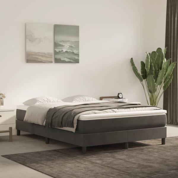 vidaXL Boxspringbett mit Matratze Dunkelgrau 140x190 cm Samt 3144328