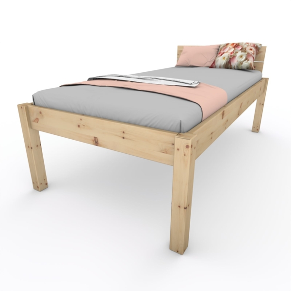 Pfostenbett "metallarm" Zirbe Holzbett "Daybett" 140 x 220cm 58cm Doppelbett Bild 3