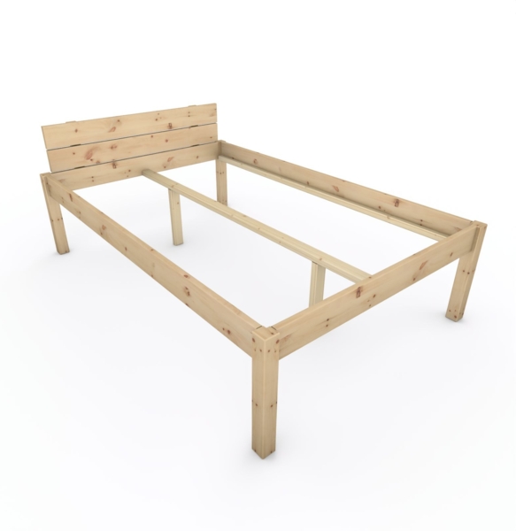 Pfostenbett "metallarm" Zirbe Holzbett "Daybett" 140 x 220cm 58cm Doppelbett Bild 1