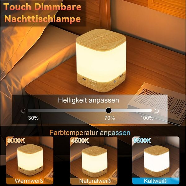 ZMH LED Tischleuchte mit 3 Farbtemperatur Nachttischlampe Akku 3600mAH USB Aufladbar Flur, Augenschutz, Einfache Installtion, LED fest integriert, 3000-6500K, mit 3 Farbtemperatur&Timing Funktion Nachttischlampe für Schlafzimmer