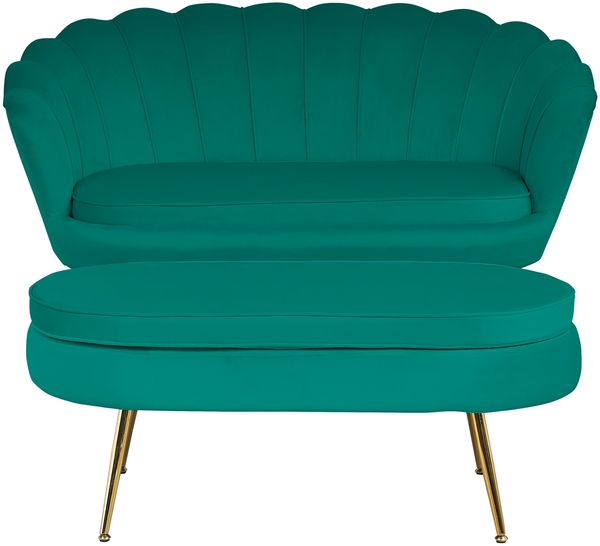 Sitzpouf Oval Samt Grün 99 x 44 x 40 cm Bild 6